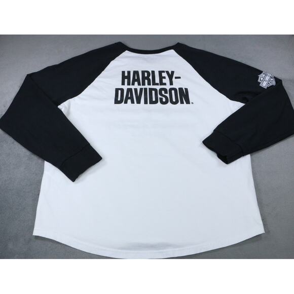 Harley-Davidson Raglan Long Sleeve Wounded Warrior Project Shirt Mens White 2XL - Picture 8 of 11
